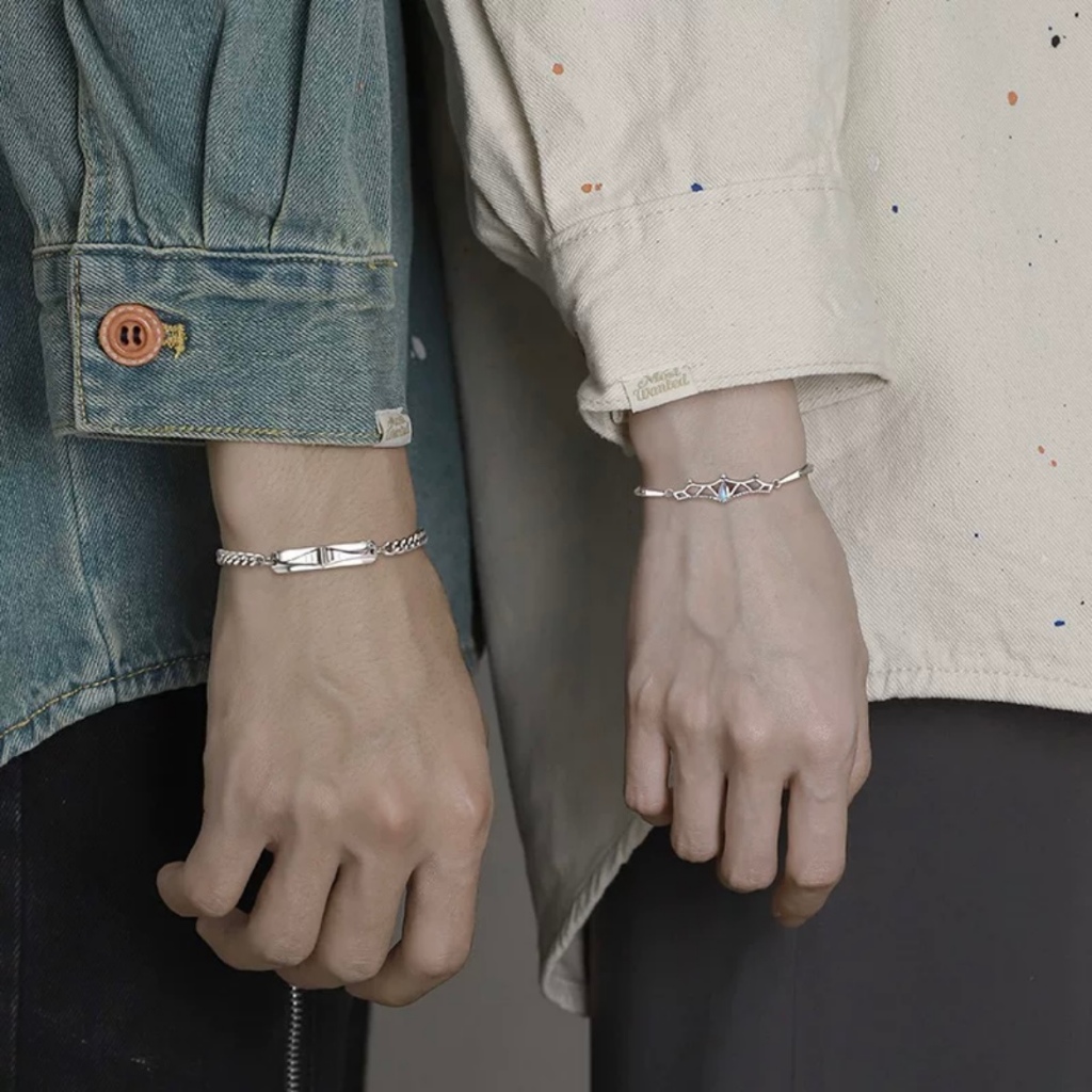 Vòng tay mạ bạc 925 cho cặp đôi nam nữ kiểu dáng thời trang KING & QUEEN