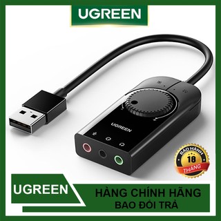 Cáp Chuyển âm thanh USB 2.0 Ra Mic & Loa Ugreen 40964 Có Điều Khiển Volume Chính Hãng