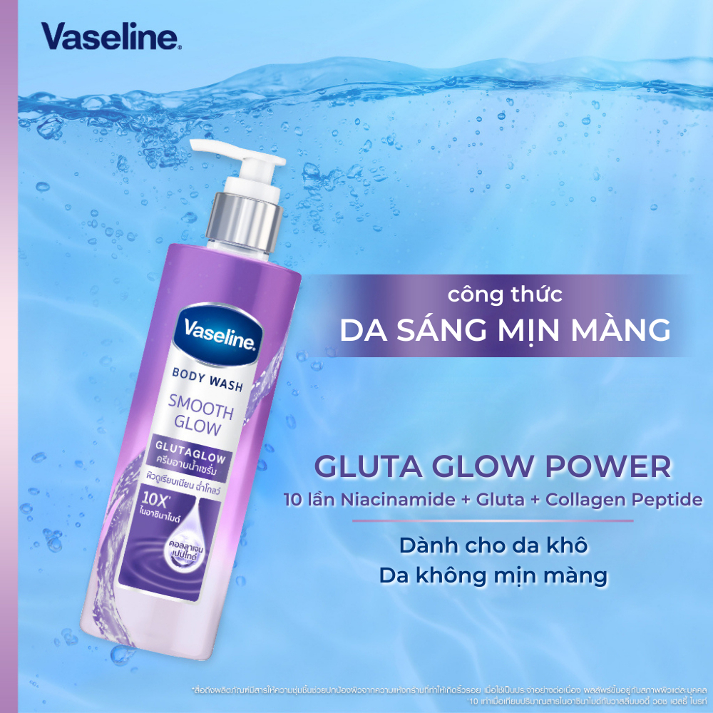 Sữa Tắm Vaseline Dưỡng Da Trắng Sáng Mịn Màng Ngăn Ngừa Lão Hóa Vaseline Body Wash GlutaGlow 10X 425ml