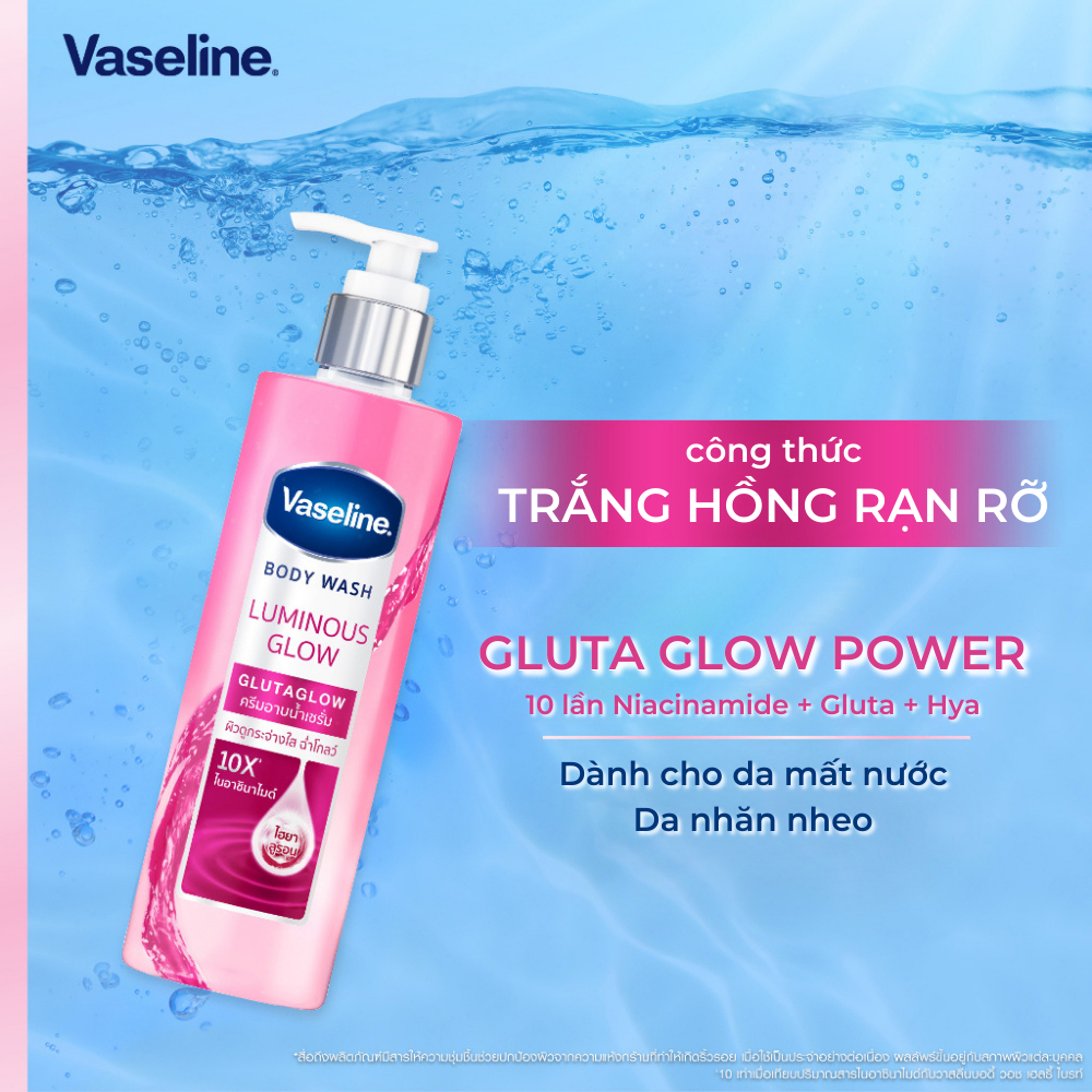 Sữa Tắm Vaseline Dưỡng Da Trắng Sáng Mịn Màng Ngăn Ngừa Lão Hóa Vaseline Body Wash GlutaGlow 10X 425ml