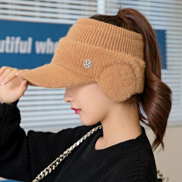 Mũ Len Hở Chóp Giữ Ấm Tai Thời Trang Thu Đông Phong Cách Hàn Quốc