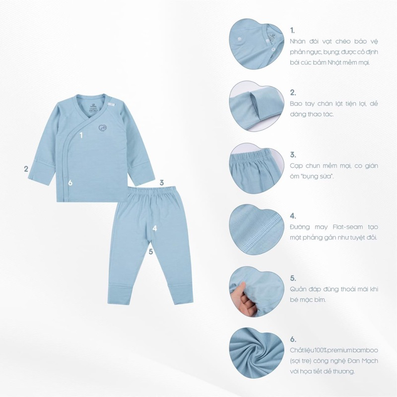 Bu Baby - Bộ dài tay cài chéo Bambus Harmony - Bambus BBB110801