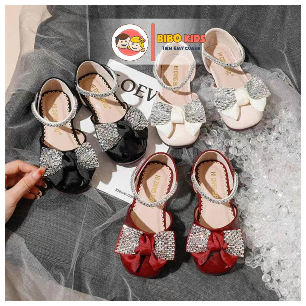 Giầy quai đá 102 bít nơ thời trang công chúa gồm 3 màu xinh yêu cho bé