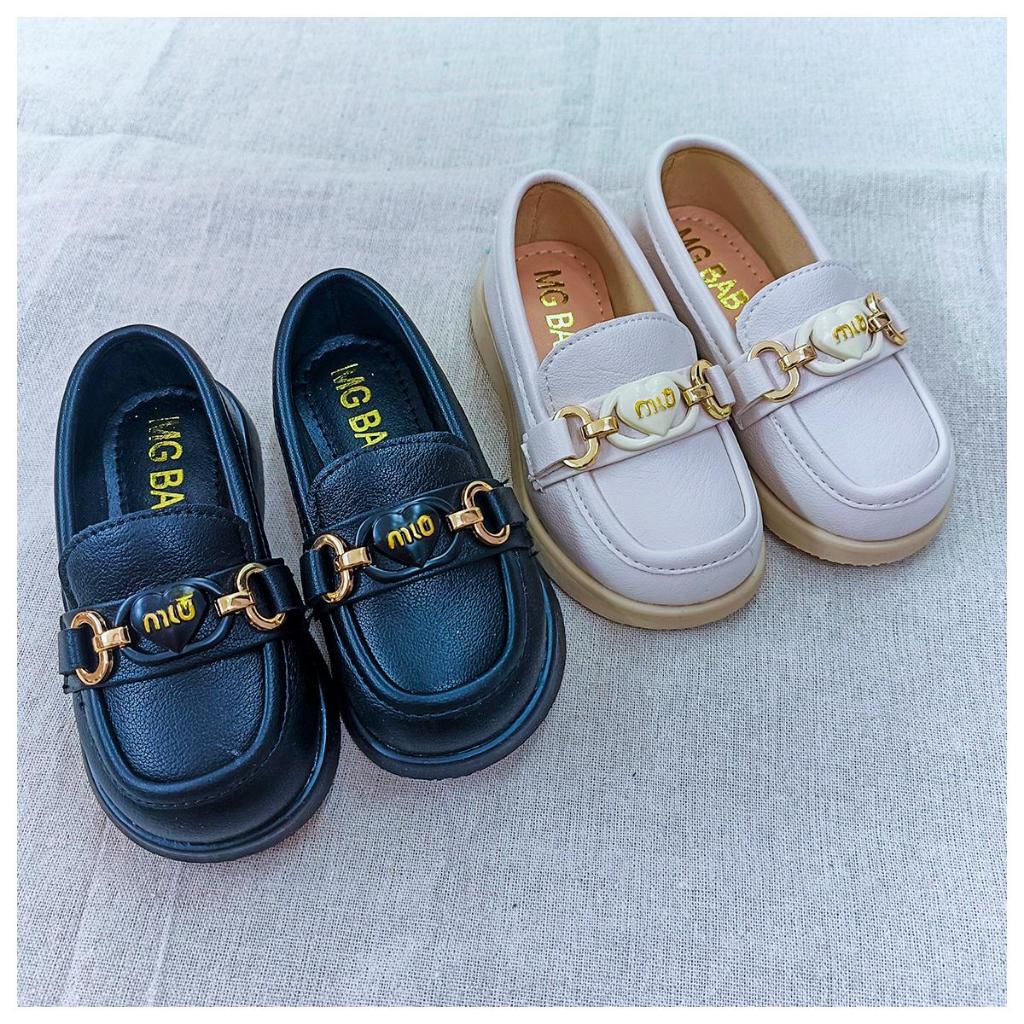 Giầy Tây thời trang Mio phối 2 mầu Kem, Đen cho bé Trai bé Gái đi học và đi chơi 21-35