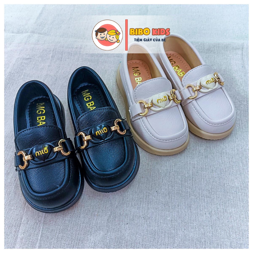 Giầy Tây thời trang Mio phối 2 mầu Kem, Đen cho bé Trai bé Gái đi học và đi chơi 21-35