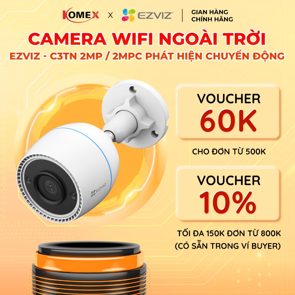 Camera Wifi EZVIZ ngoài trời - C3TN 2MP/ 2MPC Độ phân giải 1080 đàm thoại 2 chiều