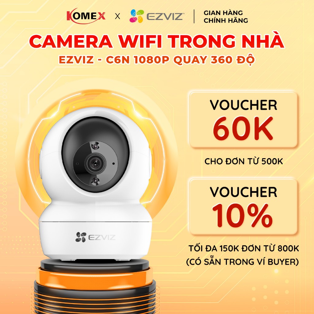 Camera Wifi trong nhà EZVIZ - C6N 2MP Độ phân giải 1080P đàm thoại 2 chiều quay quét 360