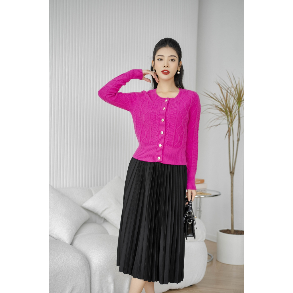 Áo khoác len FIONA cao cấp áo cadigan bo gấu trẻ trung áo len nữ dài tay F852786