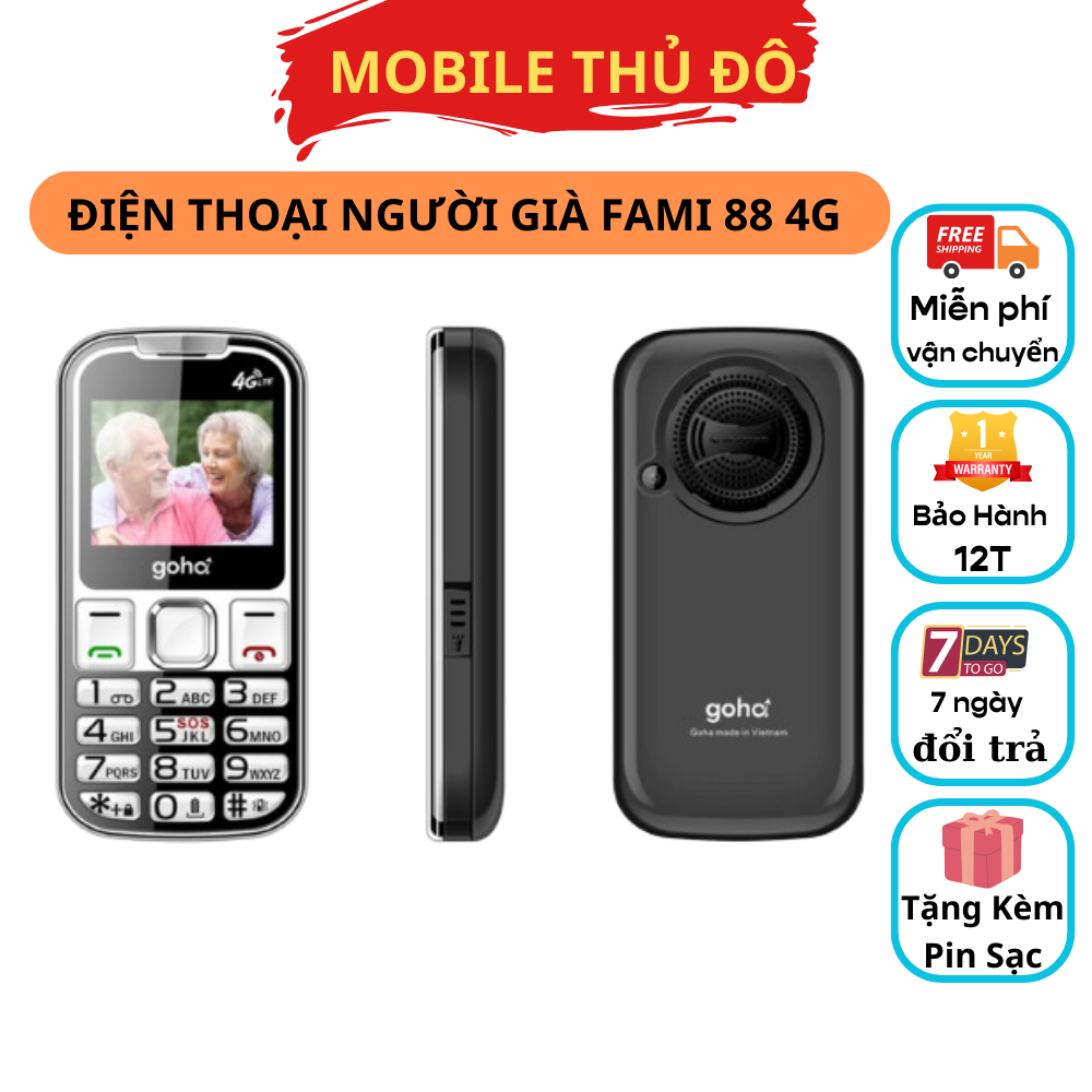 Điện thoại Người Già FAMI 88  pin khỏe, phím siêu to,loa to - BH 12T