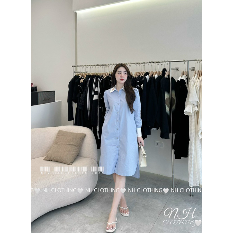 Váy sôm xuông thêu hoa xanh mint tiểu thư