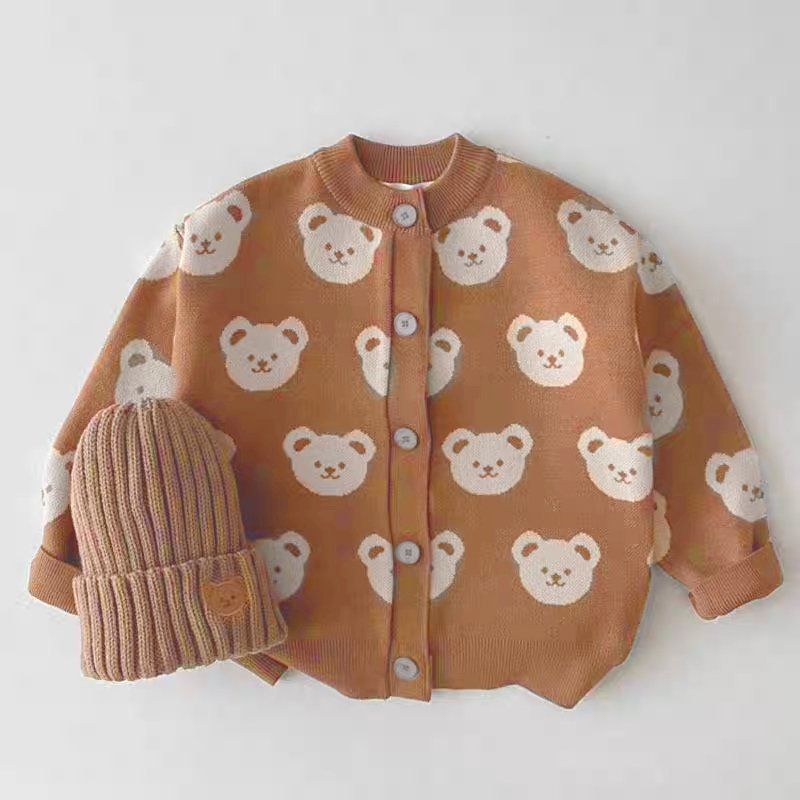 Áo khoác, áo len cardigan thu đông hoạ tiết gấu DAILYBEBE made in Korea dễ thương thời trang trẻ em BABYKOREA