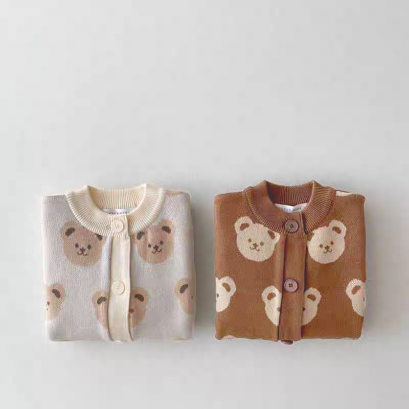 Áo khoác, áo len cardigan thu đông hoạ tiết gấu DAILYBEBE made in Korea dễ thương thời trang trẻ em BABYKOREA