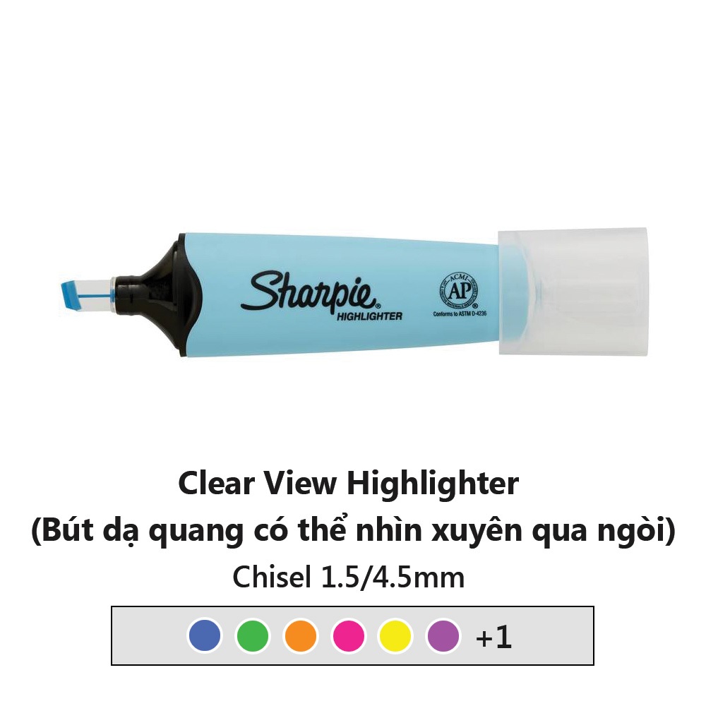 Bút dạ quang đầu trong suốt Sharpie Clear View Highlighter thương hiệu Mỹ
