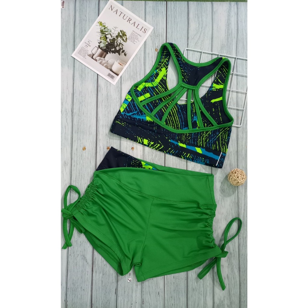 Bộ tập gym aerobic hoa văn chất thun co giãn 4 chiều