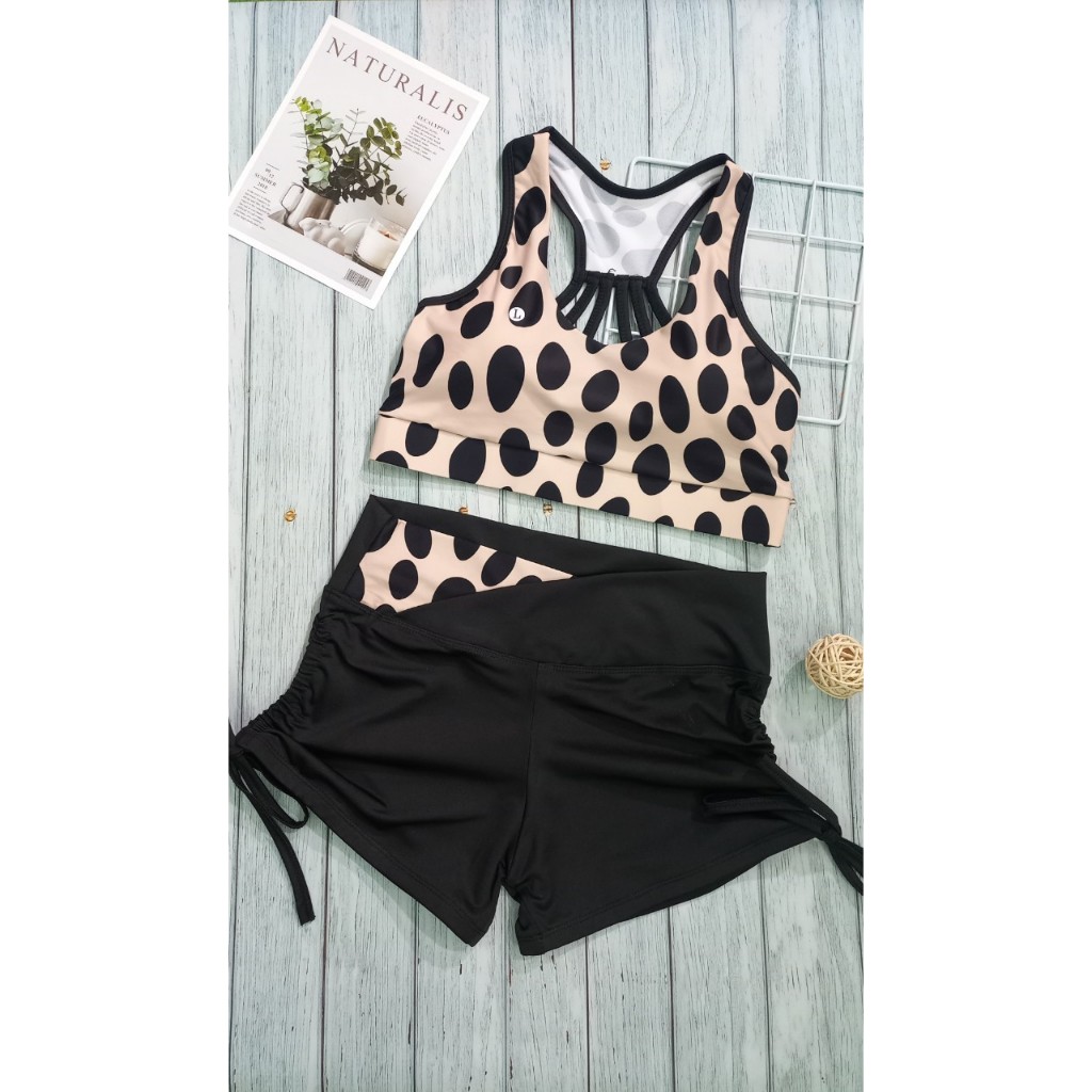 Bộ tập gym aerobic hoa văn chất thun co giãn 4 chiều