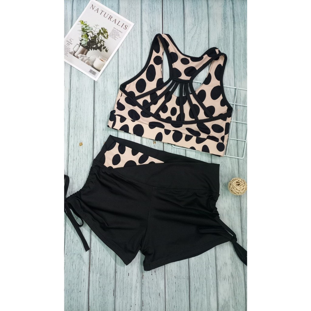 Bộ tập gym aerobic hoa văn chất thun co giãn 4 chiều