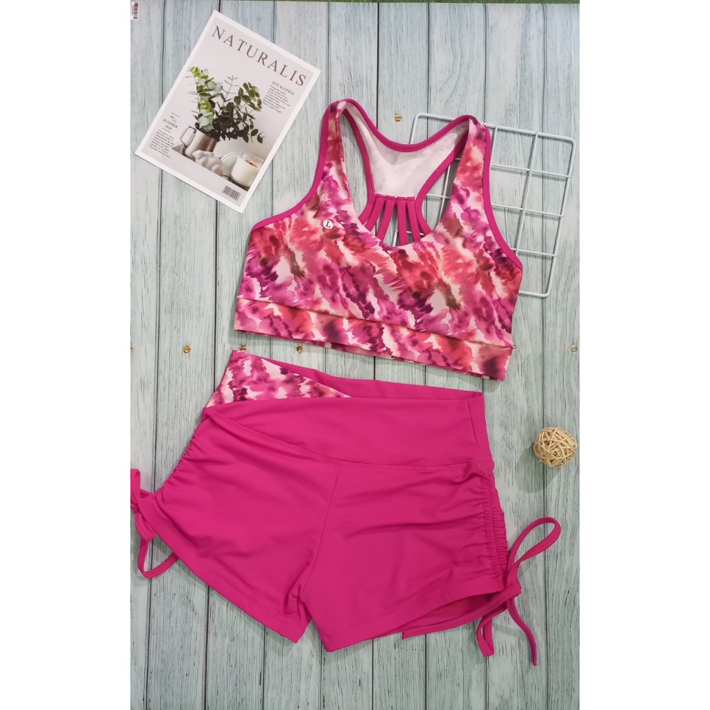 Bộ tập gym aerobic hoa văn chất thun co giãn 4 chiều