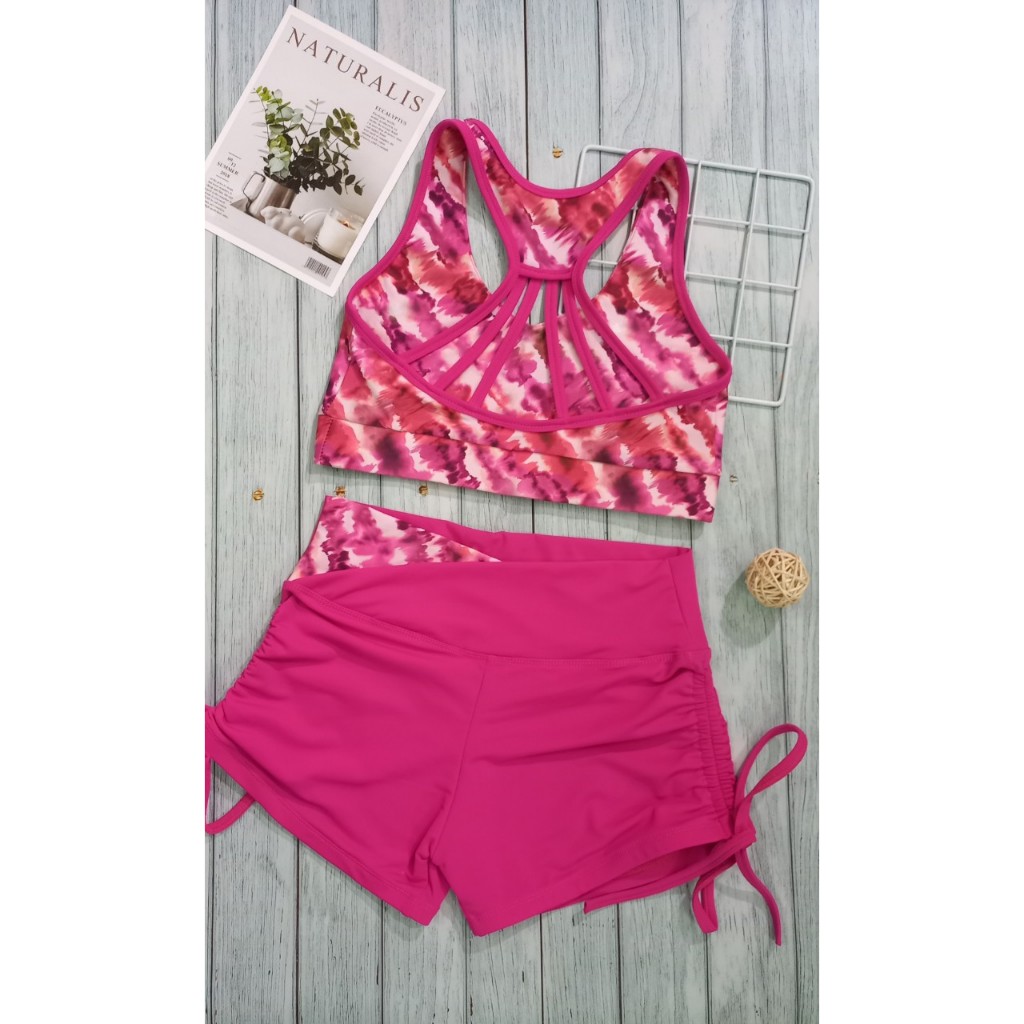 Bộ tập gym aerobic hoa văn chất thun co giãn 4 chiều