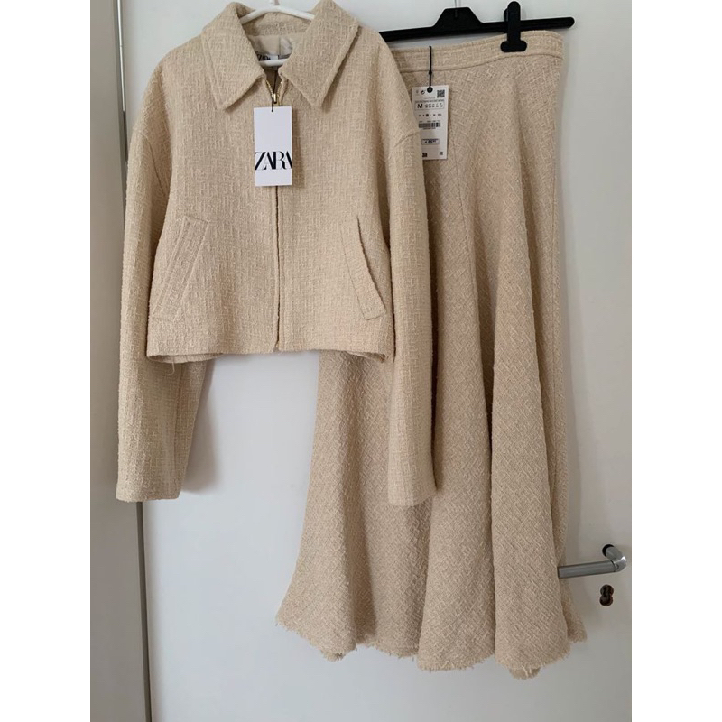 Áo khoác crop tweed Zara authentic