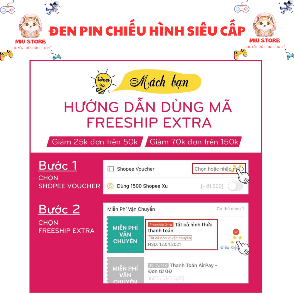 Đèn pin chiếu hình cho bé 80 hình động vật sắc nét, thông minh