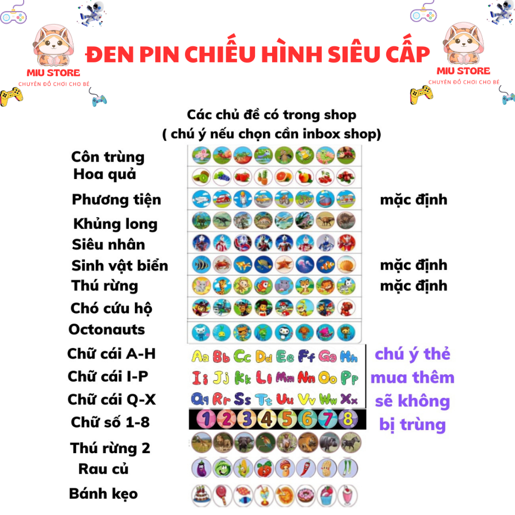 Đèn pin chiếu hình cho bé 80 hình động vật sắc nét, thông minh