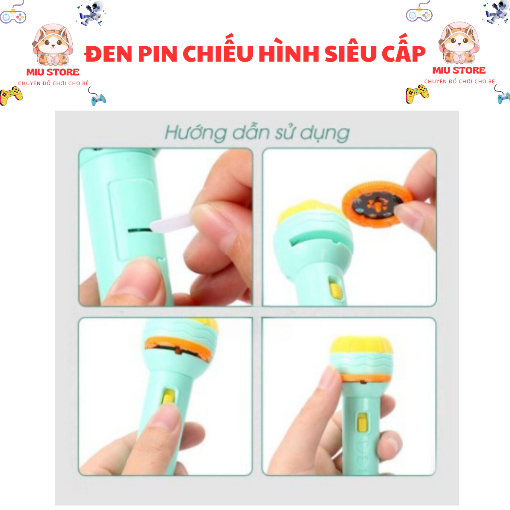 Đèn pin chiếu hình cho bé 80 hình động vật sắc nét, thông minh