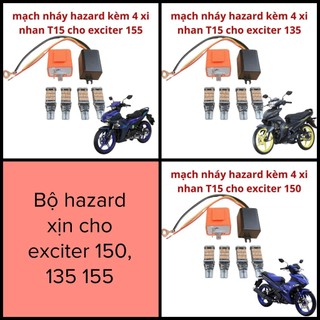  Mạch hazard ex 150 exciter 135 155 kèm xi nhan t15 nháy 4 bóng haza 