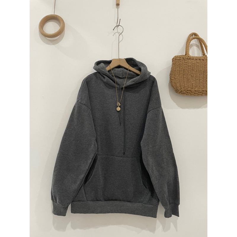Áo hoodie xám mới ceng nam nữ đều mặc xinh