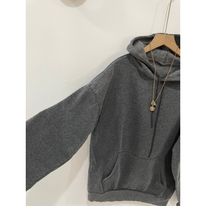 Áo hoodie xám mới ceng nam nữ đều mặc xinh