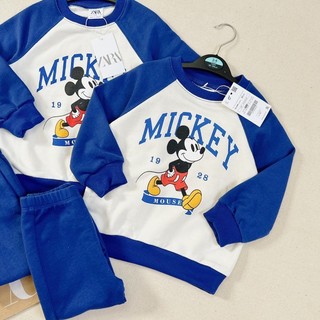 Bộ thun zip mickey phối xanh dương trẻ em vnxk