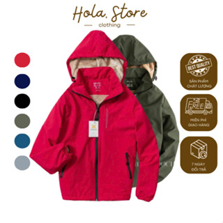 Áo Khoác Gió Nam Nữ Lót Lông Cừu, Áo Gió Lót LÔNG CỪU Nam Nữ Phối Chữ In Ngực Chống Nước, Chống Gió, có mũ tháo rời