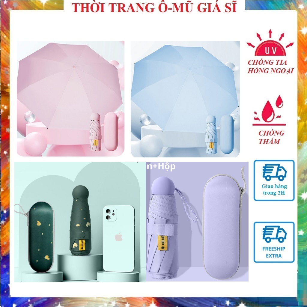 Ô Dù Mini Bỏ túi siêu gọn che nắng mưa khi đi du lịch, đi học, văn phòng. Ô gấp gọn nhỏ cao cấp chống tia UV