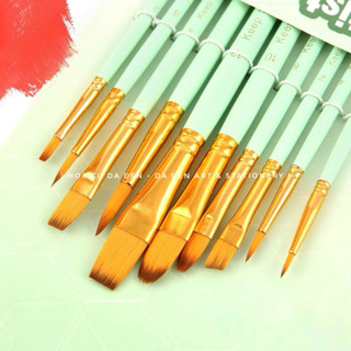 [DA ĐEN] Bộ 10 Cọ Vẽ Cơ Bản Keep Smiling Xanh Mint Pastel