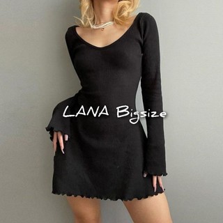 [ LANA Bigsize từ 55-90kg ] Đầm xoè tay loe cuốn biên