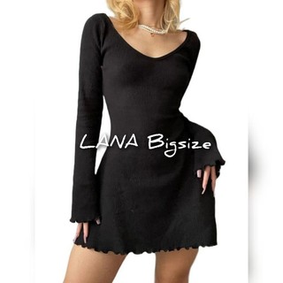 [ LANA Bigsize từ 55-90kg ] Đầm xoè tay loe cuốn biên
