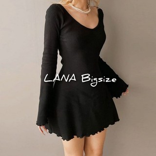 [ LANA Bigsize từ 55-90kg ] Đầm xoè tay loe cuốn biên