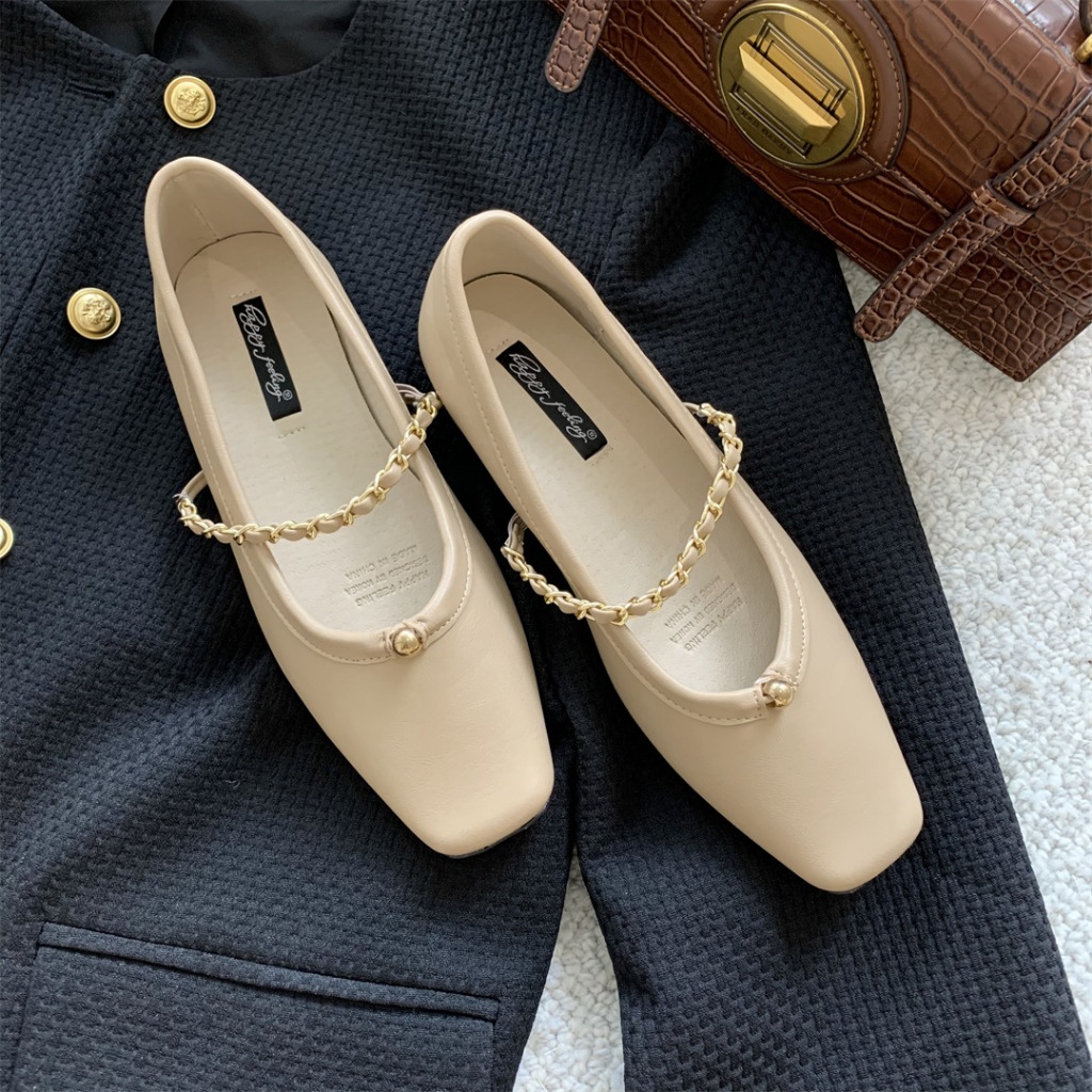 Giày Nữ Mũi Vuông Mary Jane Đế Bằng Da Trơn Cổ Điển WESTIE STUDIO - A421.TXN