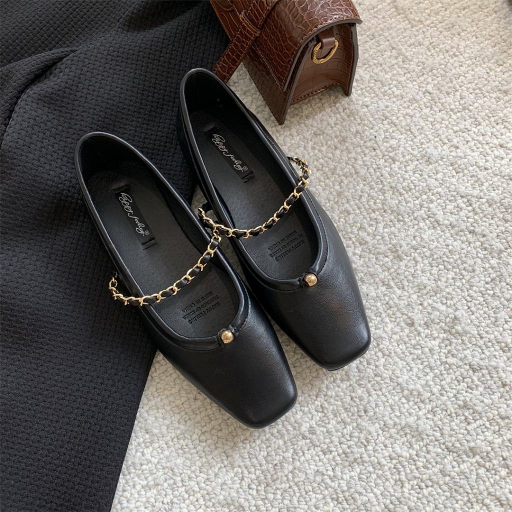 Giày Nữ Mũi Vuông Mary Jane Đế Bằng Da Trơn Cổ Điển WESTIE STUDIO - A421.TXN