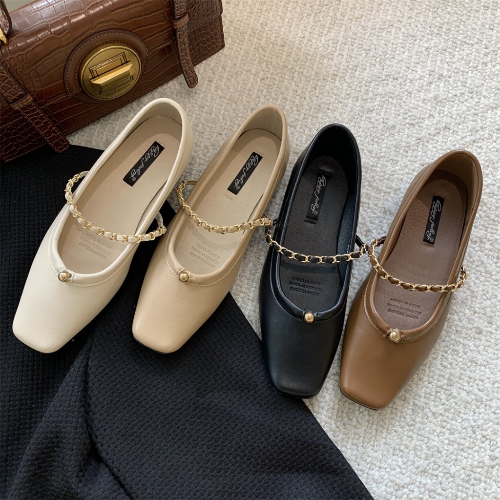 Giày Nữ Mũi Vuông Mary Jane Đế Bằng Da Trơn Cổ Điển WESTIE STUDIO - A421.TXN