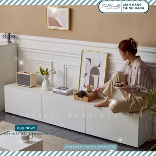 Ghế ban công kết hợp tủ tivi Nội Thất Tiết Kiệm trắng phòng khách dùng làm kệ tv đã lắp sẵn TV778990