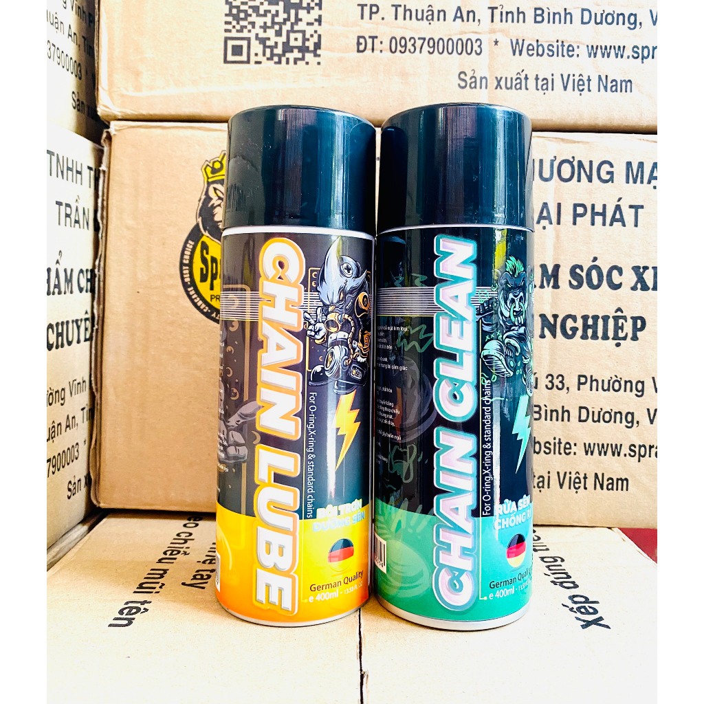 Combo vệ sinh sên, xích, bảo dưỡng, bôi trơn sên SPRAYKING dùng cho xe máy, xe mô tô sên phốt cao su sên vàng exciter