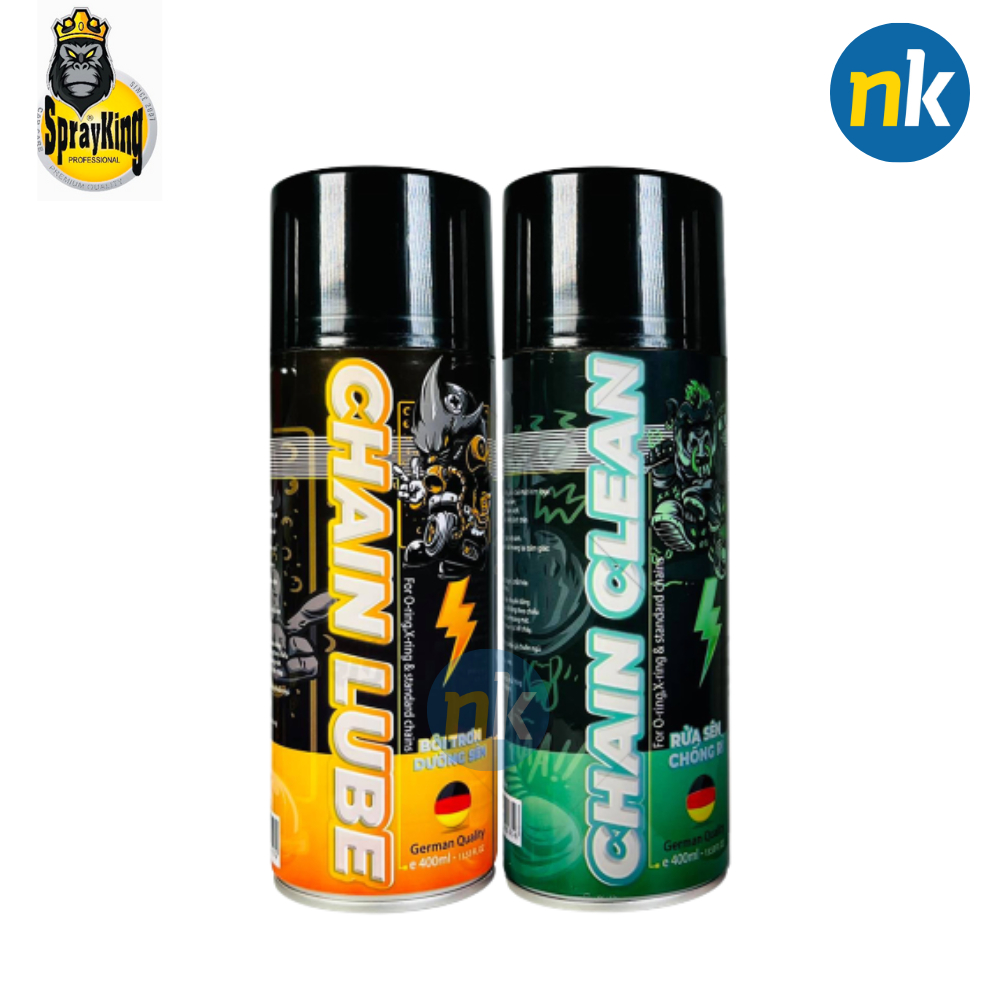 Combo vệ sinh sên, xích, bảo dưỡng, bôi trơn sên SPRAYKING dùng cho xe máy, xe mô tô sên phốt cao su sên vàng exciter