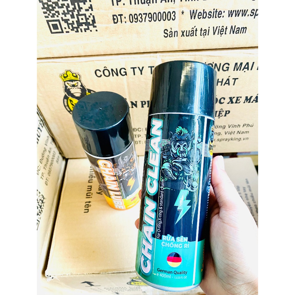 Combo vệ sinh sên, xích, bảo dưỡng, bôi trơn sên SPRAYKING dùng cho xe máy, xe mô tô sên phốt cao su sên vàng exciter
