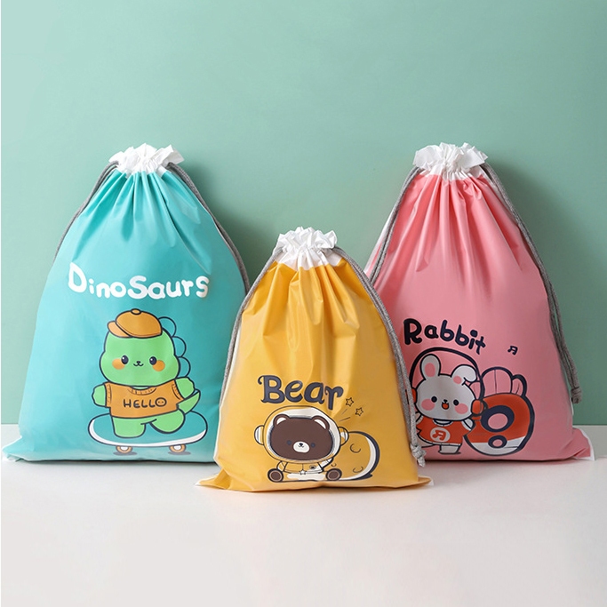 Túi Dây Rút Đựng Quần Áo Giày Dép Đồ Trang Điểm Gọn Gàng Chống Nước Họa Tiết Dễ Thương Đa Năng Tiện Dụng