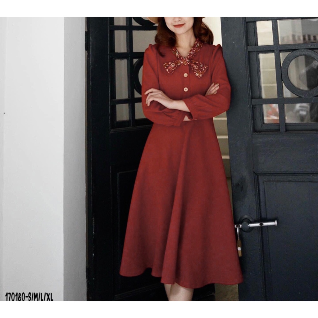 VÁY NHUNG CHÉO MỀM MỊN CÓ TÚI CỔ NƠ HOA SIÊU XINH SANG NHẸ NHÀNG ĐẦM CÔNG SỞ