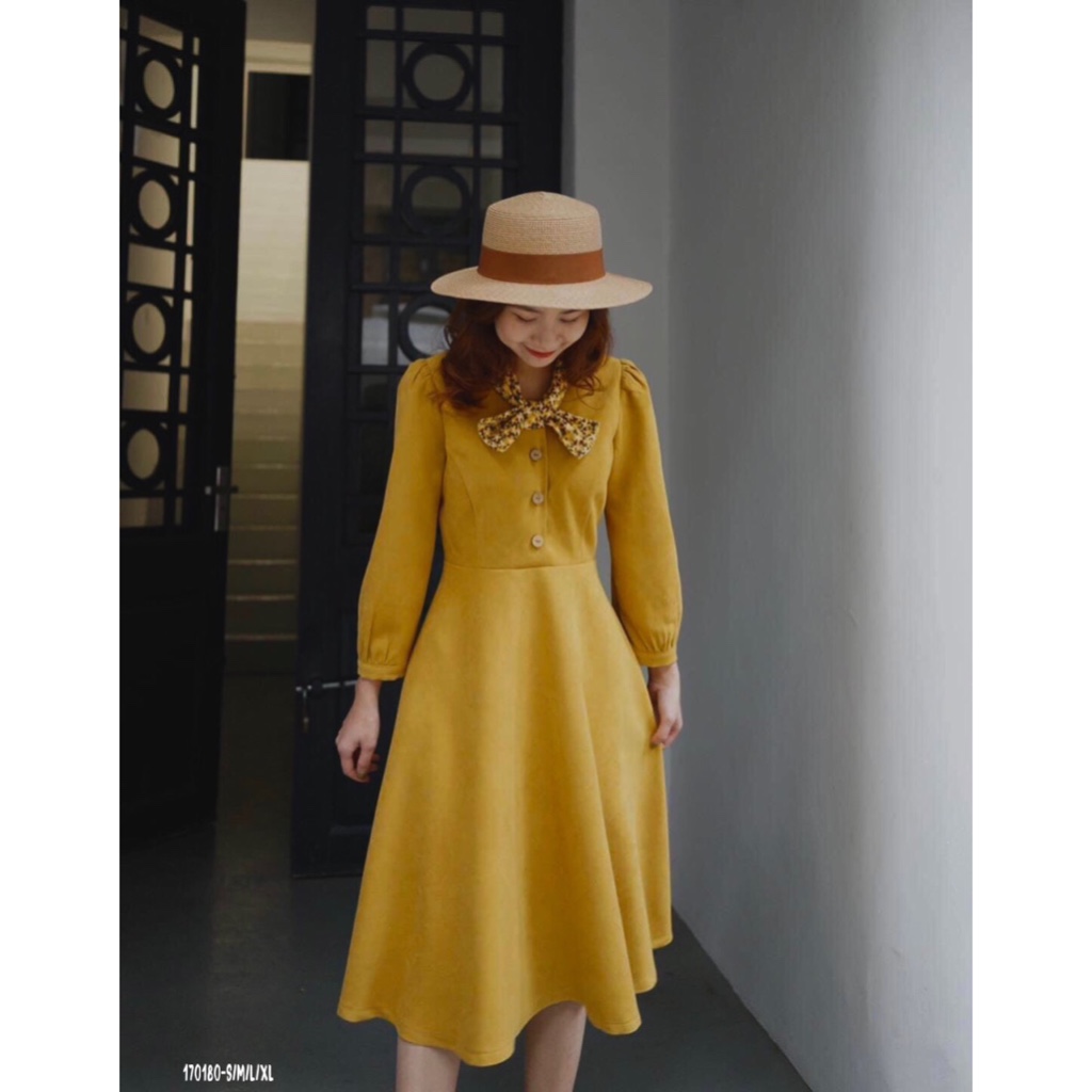 VÁY NHUNG CHÉO MỀM MỊN CÓ TÚI CỔ NƠ HOA SIÊU XINH SANG NHẸ NHÀNG ĐẦM CÔNG SỞ