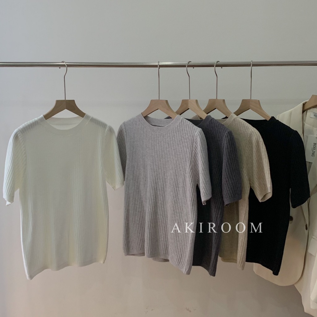 Áo len đũa cộc tay cổ tròn 9983