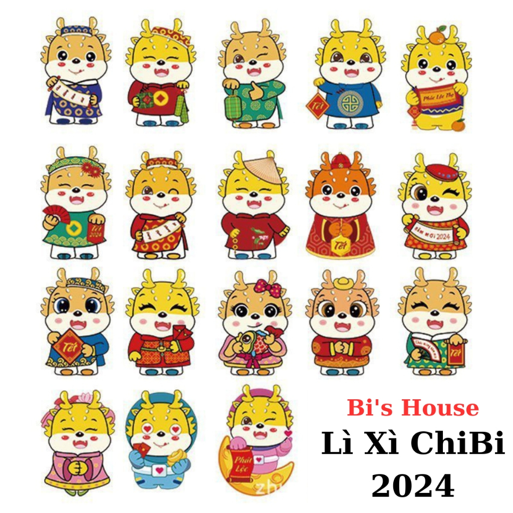 Combo 20 lì xì Chipi mẫu mới năm  Giáp Thìn 2024