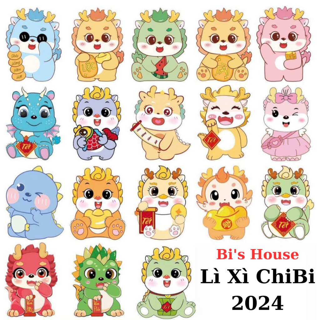 Combo 20 lì xì Chipi mẫu mới năm  Giáp Thìn 2024