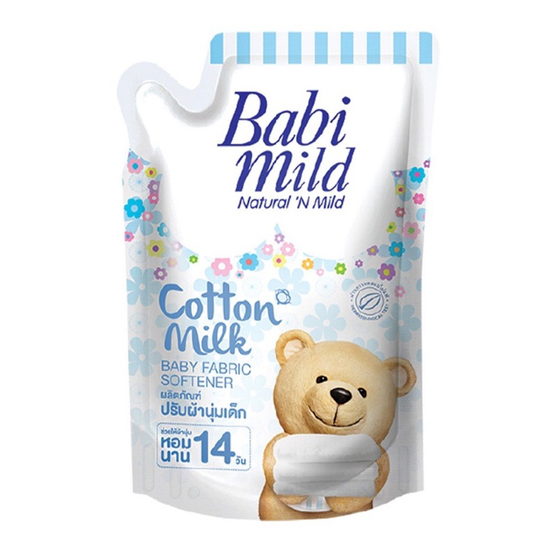 Nước xả vải Ogranic Babi Milk Cotton Milk dành cho trẻ sơ sinh và cả gia đình Túi 1500ml